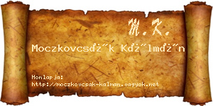 Moczkovcsák Kálmán névjegykártya